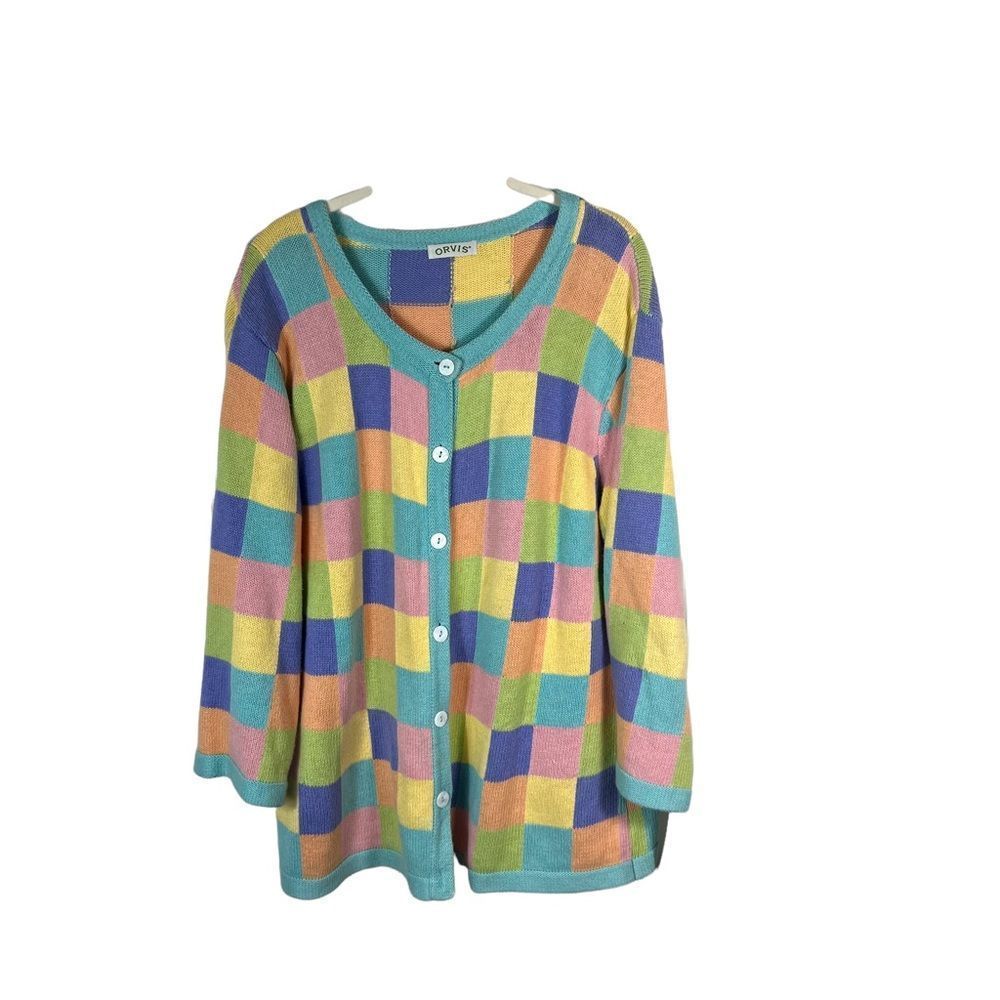 Orvis Pastel Squared Button Down Cardigan